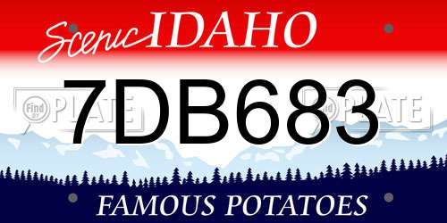 7DB683 Idaho License Plate