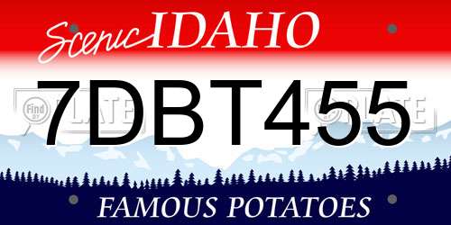 7DBT455 Idaho License Plate