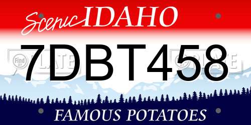 7DBT458 Idaho License Plate