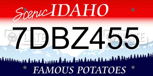 7DBZ455 Idaho License Plate