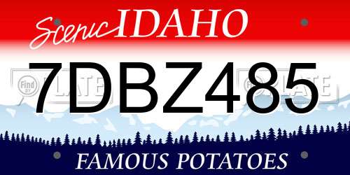 7DBZ485 Idaho License Plate