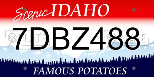 7DBZ488 Idaho License Plate