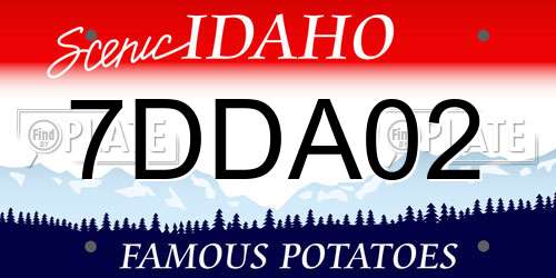 7DDA02 Idaho License Plate