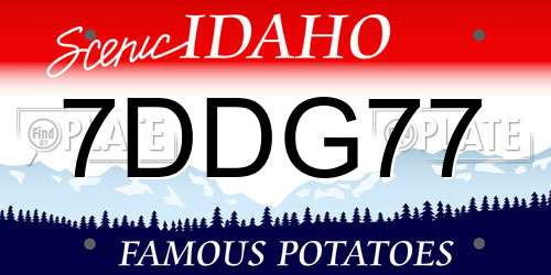 7DDG77 Idaho License Plate