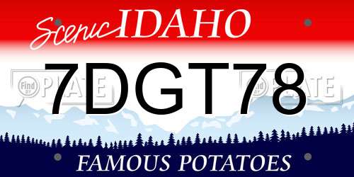 7DGT78 Idaho License Plate