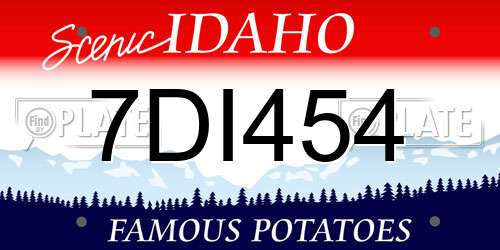 7DI454 Idaho License Plate