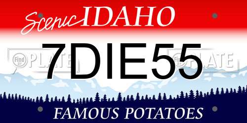 7DIE55 Idaho License Plate
