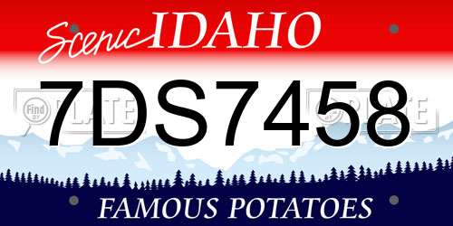 7DS7458 Idaho License Plate