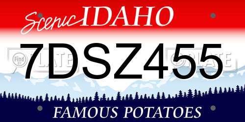 7DSZ455 Idaho License Plate