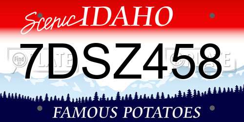 7DSZ458 Idaho License Plate