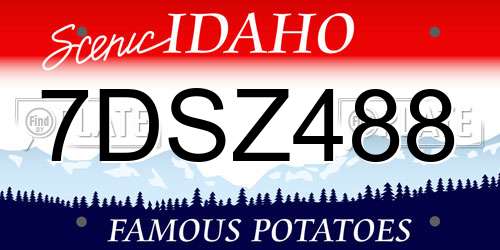 7DSZ488 Idaho License Plate