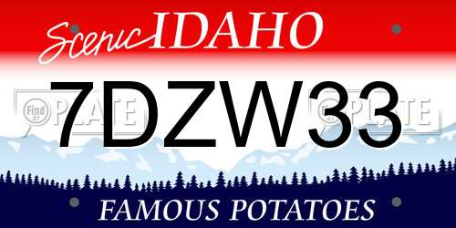 7DZW33 Idaho License Plate