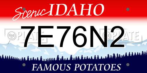 7E76N2 Idaho License Plate