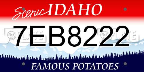 7EB8222 Idaho License Plate