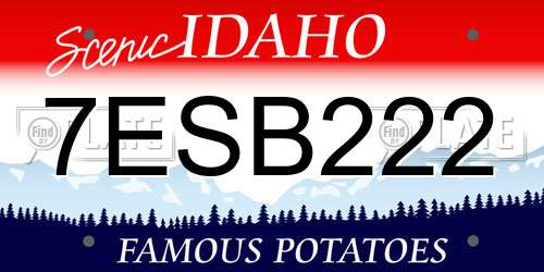 7ESB222 Idaho License Plate