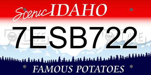 7ESB722 Idaho License Plate