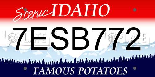 7ESB772 Idaho License Plate