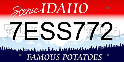 7ESS772 Idaho License Plate