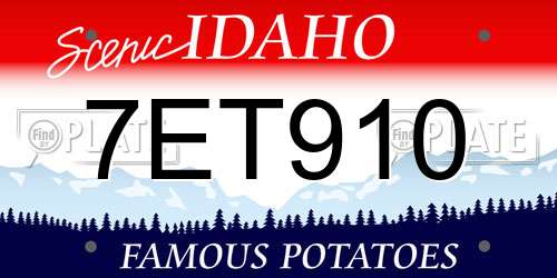 7ET910 Idaho License Plate