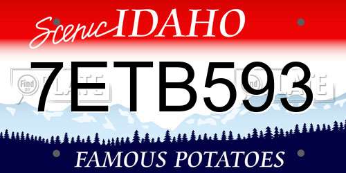 7ETB593 Idaho License Plate