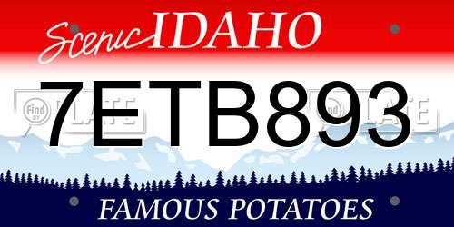 7ETB893 Idaho License Plate