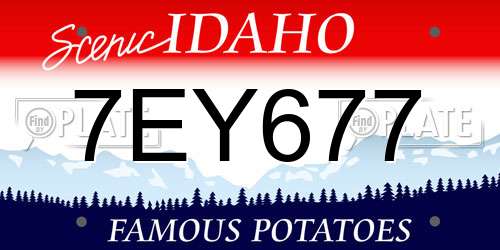 7EY677 Idaho License Plate