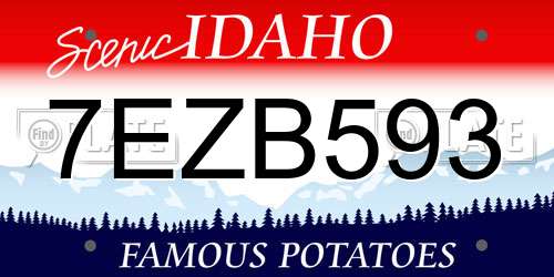 7EZB593 Idaho License Plate