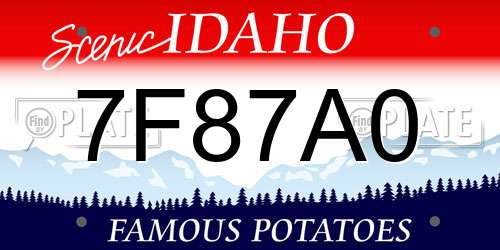 7F87A0 Idaho License Plate