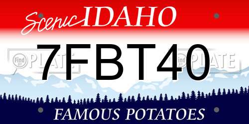 7FBT40 Idaho License Plate