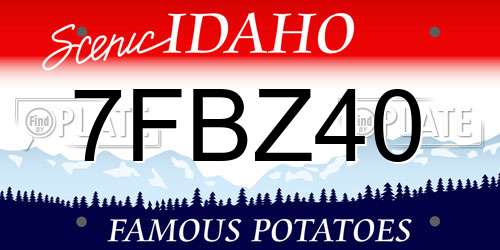 7FBZ40 Idaho License Plate