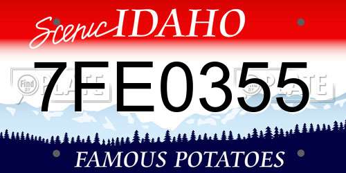 7FE0355 Idaho License Plate