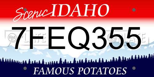 7FEQ355 Idaho License Plate