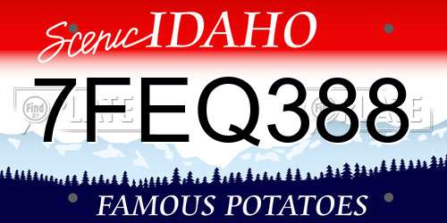 7FEQ388 Idaho License Plate
