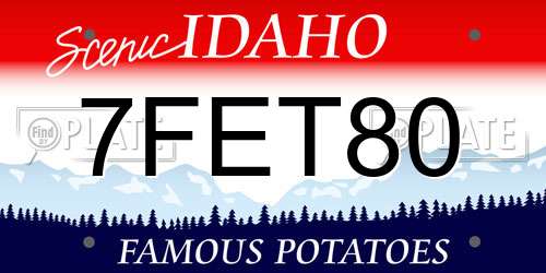 7FET80 Idaho License Plate