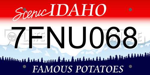 7FNU068 Idaho License Plate