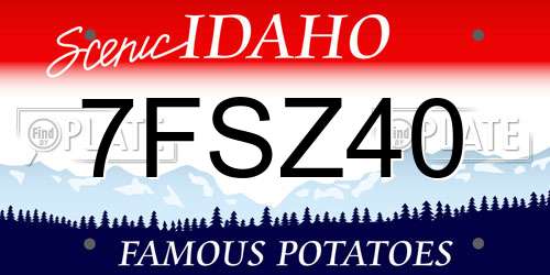 7FSZ40 Idaho License Plate