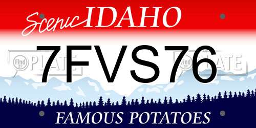 7FVS76 Idaho License Plate