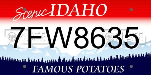 7FW8635 Idaho License Plate