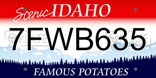 7FWB635 Idaho License Plate