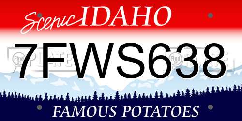 7FWS638 Idaho License Plate