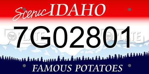 7G02801 Idaho License Plate