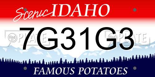 7G31G3 Idaho License Plate