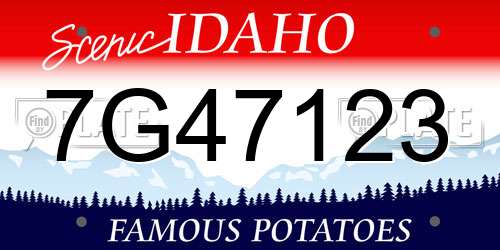 7G47123 Idaho License Plate