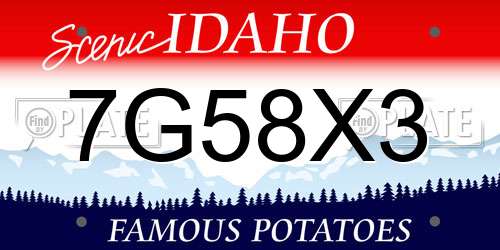 7G58X3 Idaho License Plate