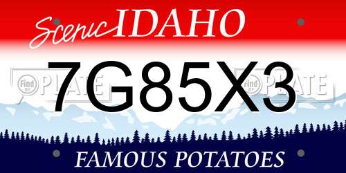 7G85X3 Idaho License Plate