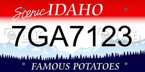 7GA7123 Idaho License Plate