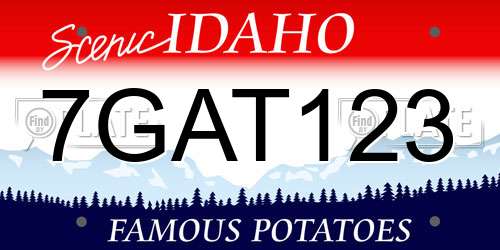 7GAT123 Idaho License Plate