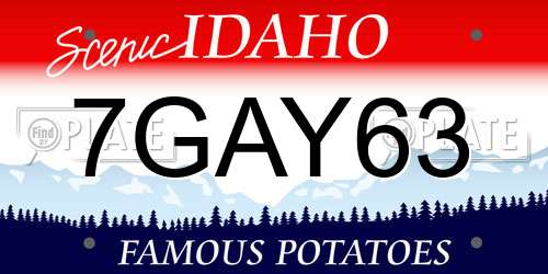 7GAY63 Idaho License Plate
