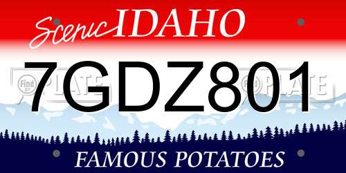 7GDZ801 Idaho License Plate