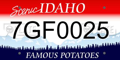 7GF0025 Idaho License Plate